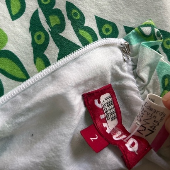 Gently loved STAUD Carolina Butterfly Paisley Green & White Cotton Mini Dress - Picture 5 of 6